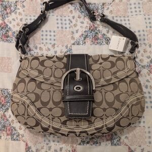 Coach Signature Brown and Black Shoulder Bag